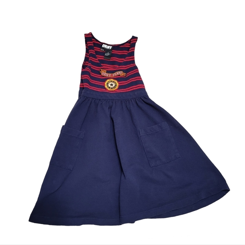 DKNY dress 90s Yacht Club Hirls Size Medium red and blue